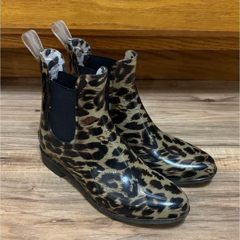 Women's J Crew‎ Leopard Print Chelsea Rain Boots Size 6 Animal Print